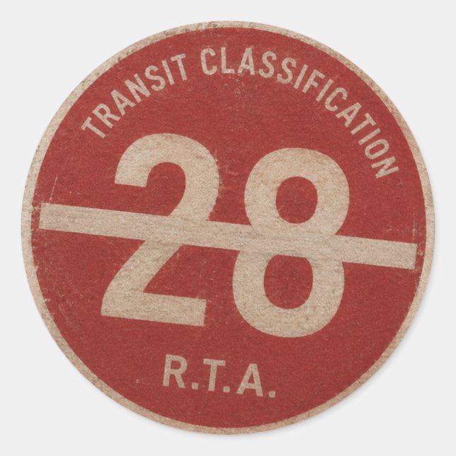 R.T.A. Class 28 Transit Access Restricted Classic Round Sticker (Front)