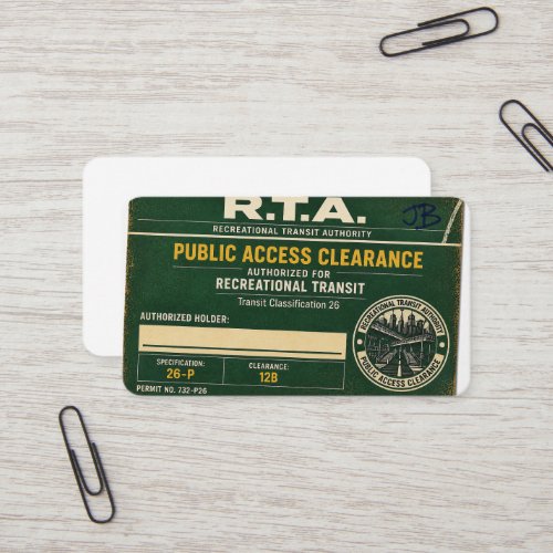 R.T.A. Public Access Clearance 26P Business Card