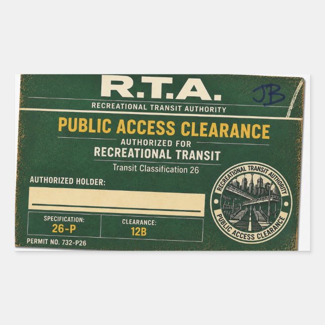 R.T.A. Public Access Clearance Sticker (Front)