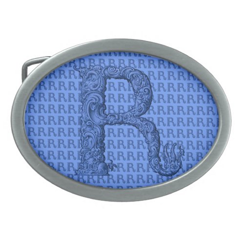 R _ The Falck Alphabet Blue Oval Belt Buckle