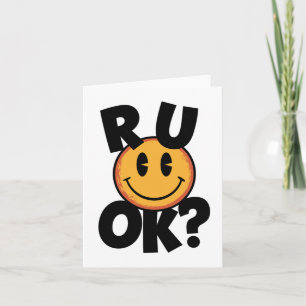 R U Ok Smiley Face Mental Health Design Sticker Card