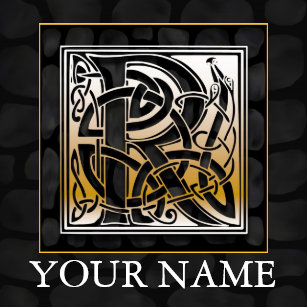 Monogram Decorative Ceramic Tiles Zazzle R Your Name Celtic Black Stone Monogram Tile