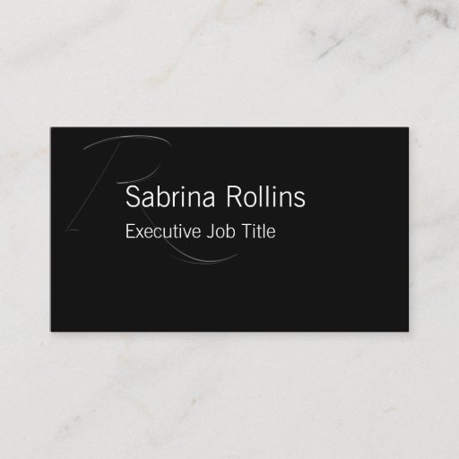 Customizable R - Zapfino Initial on Black Business Card Template