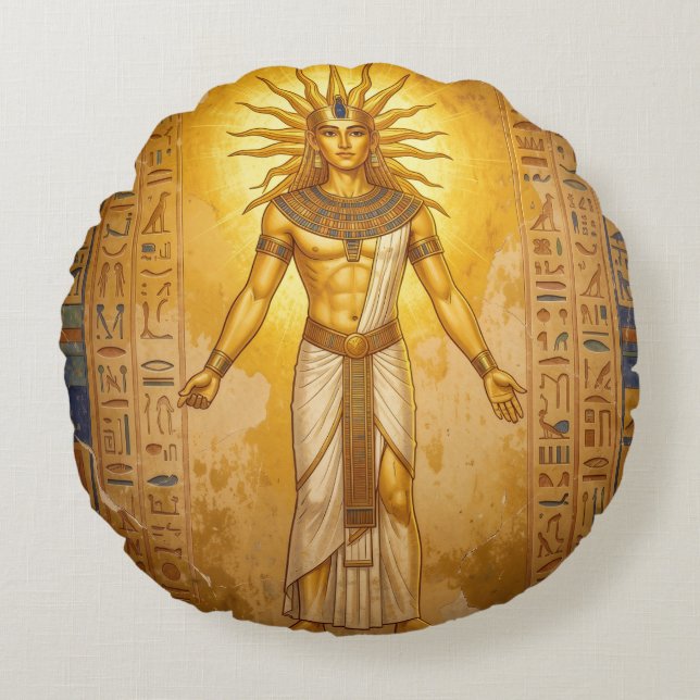 Ra – Ägyptischer Sonnengott´2 Round Pillow (Front)