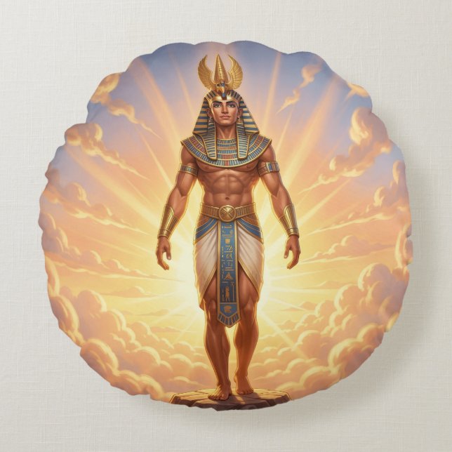 Ra – Ägyptischer Sonnengott´4 Round Pillow (Front)