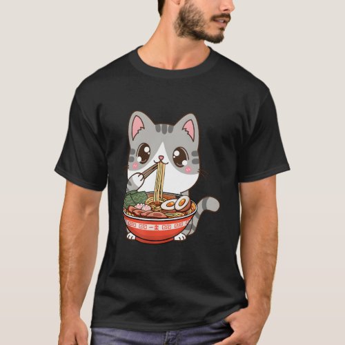 Ra Cat Kawaii Anime Japanese Food Nager T_Shirt
