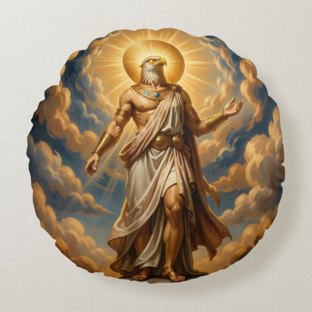 Ra – Egyptian Sun God Round Pillow (Front)