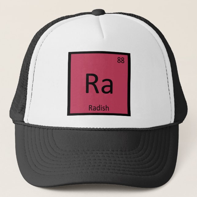 Ra - Radish Vegetable Chemistry Periodic Table Trucker Hat (Front)