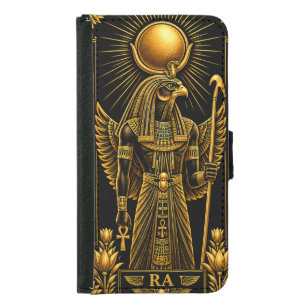 RA - The Golden Egyptian Sun God Luxury Black an Samsung Galaxy S5 Wallet Case