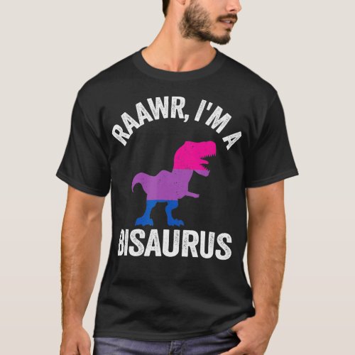 Raawr Im A Bisaurus Dinosaur Rex Bisexual Flag Bi  T_Shirt