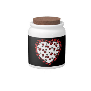 RAB cherries Leopard Print Heart Rockabilly Candy Jar