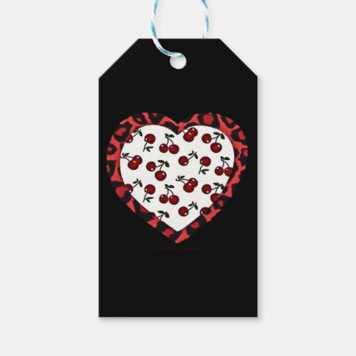 RAB cherries Leopard Print Heart Rockabilly Gift Tags