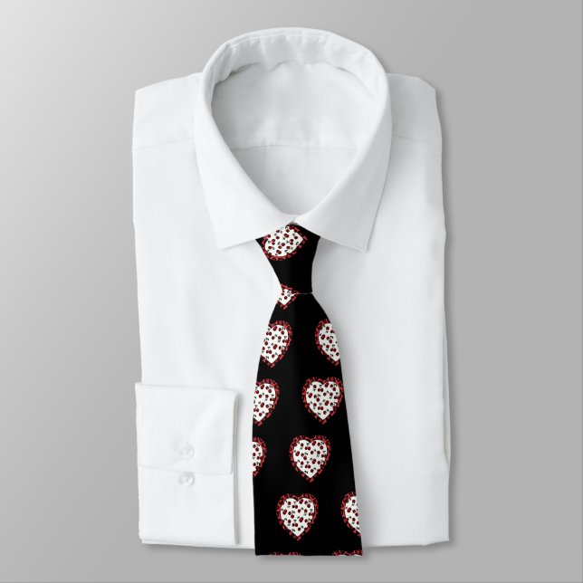 RAB cherries Leopard Print Heart Rockabilly Neck Tie (Tied)