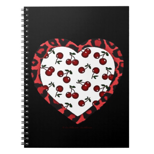 RAB cherries Leopard Print Heart Rockabilly Notebook (Front)
