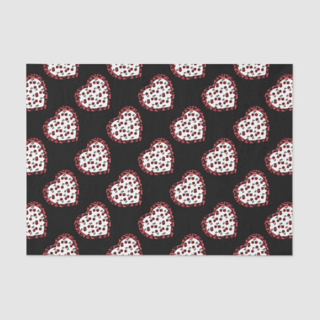 RAB cherries Leopard Print Heart Rockabilly Tissue Paper (Front)