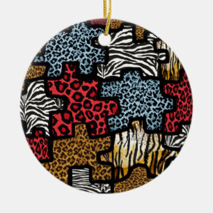 RAB Rockabilly Animal Print Puzzle Ceramic Ornament