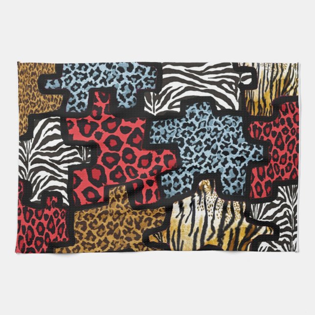RAB Rockabilly Animal Print Puzzle Kitchen Towel (Horizontal)