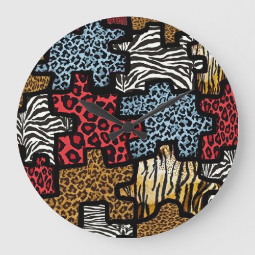 RAB Rockabilly Animal Print Puzzle Large Clock