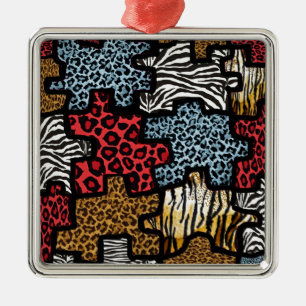 RAB Rockabilly Animal Print Puzzle Metal Ornament