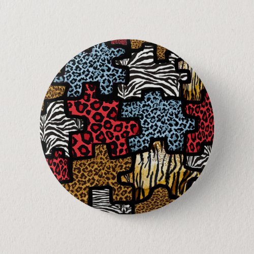 RAB Rockabilly Animal Print Puzzle Pinback Button