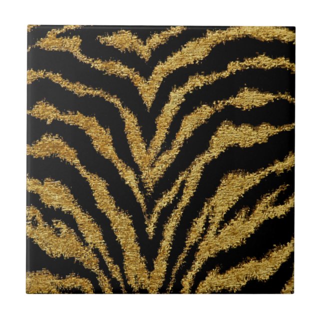 RAB Rockabilly Black Gold Leopard Print Tile (Front)