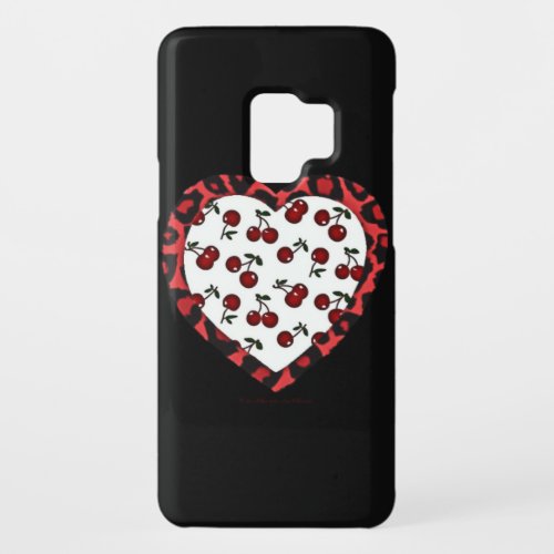 RAB Rockabilly Cherries Leopard Print Heart Case_Mate Samsung Galaxy S9 Case