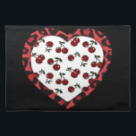 RAB Rockabilly Cherries Leopard Print Heart Placemat<br><div class="desc">You are viewing The Lee Hiller Designs Collection of Home and Office Decor,  Apparel,  Gifts and Collectibles. The Designs include Lee Hiller Photography and Mixed Media Digital Art Collection. You can view her Nature photography at http://HikeOurPlanet.com/ and follow her hiking blog within Hot Springs National Park.</div>