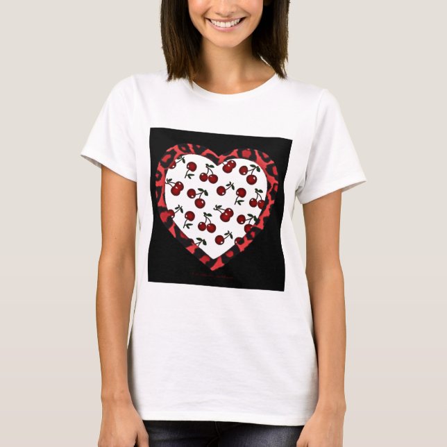 RAB Rockabilly Cherries Leopard Print Heart T-Shirt (Front)