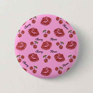 RAB Rockabilly Cherry Kisses on Pink Button