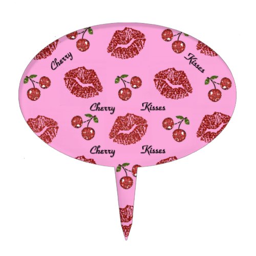 RAB Rockabilly Cherry Kisses on Pink Cake Topper