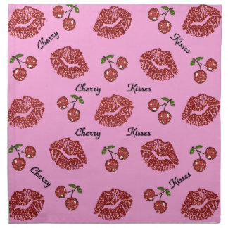 RAB Rockabilly Cherry Kisses on Pink Cloth Napkin