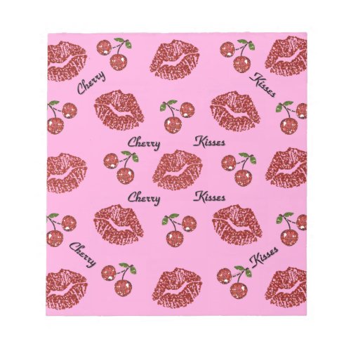 RAB Rockabilly Cherry Kisses on Pink Notepad