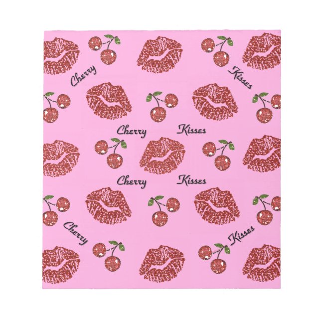 RAB Rockabilly Cherry Kisses on Pink Notepad (Front)