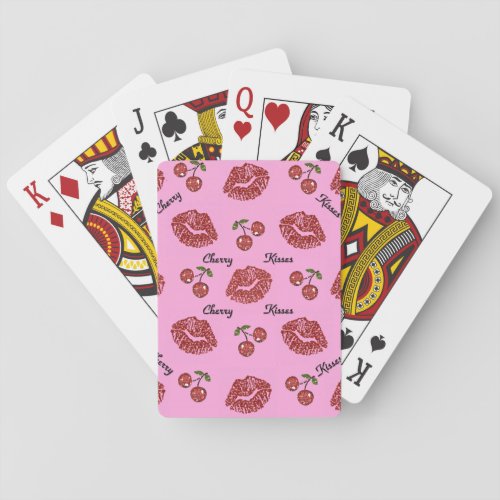 RAB Rockabilly Cherry Kisses on Pink Playing Cards