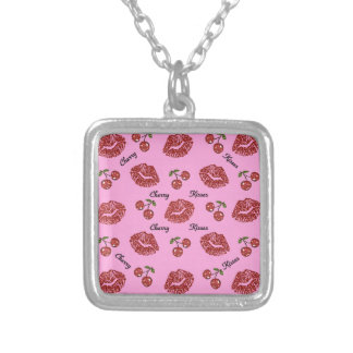 RAB Rockabilly Cherry Kisses on Pink Silver Plated Necklace
