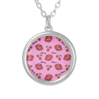 RAB Rockabilly Cherry Kisses on Pink Silver Plated Necklace