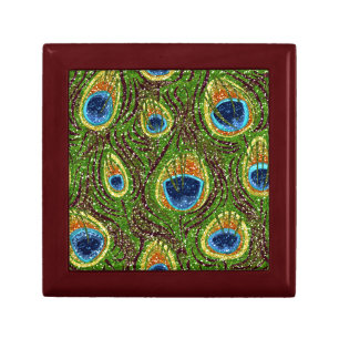RAB Rockabilly Colorful Peacock Feathers Print Gift Box
