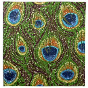 RAB Rockabilly Colorful Peacock Feathers Print Napkin