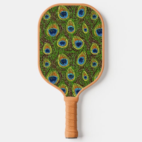 RAB Rockabilly Colorful Peacock Feathers Print Pickleball Paddle