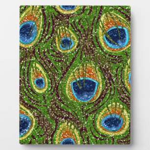 RAB Rockabilly Colorful Peacock Feathers Print Plaque