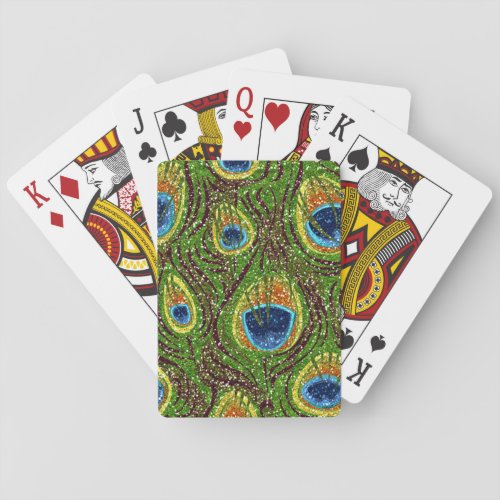 RAB Rockabilly Colorful Peacock Feathers Print Playing Cards