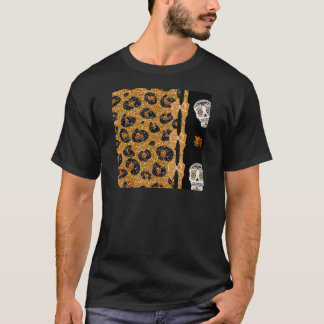 RAB Rockabilly Gold Leopard Print Sugar Skulls T-Shirt