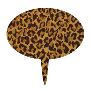 RAB Rockabilly Leopard Print Brown Gold Cake Topper