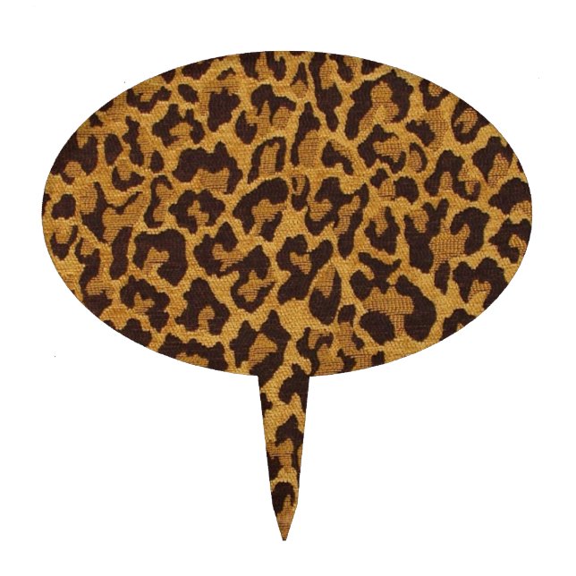 RAB Rockabilly Leopard Print Brown Gold Cake Topper (Front)