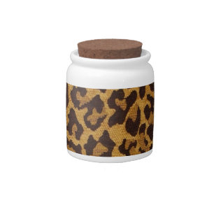 RAB Rockabilly Leopard Print Brown Gold Candy Jar