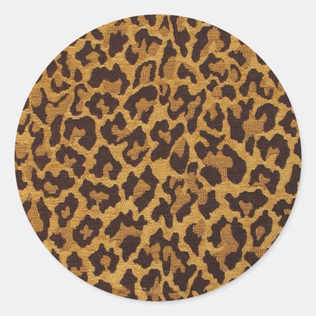 RAB Rockabilly Leopard Print Brown Gold Classic Round Sticker (Front)