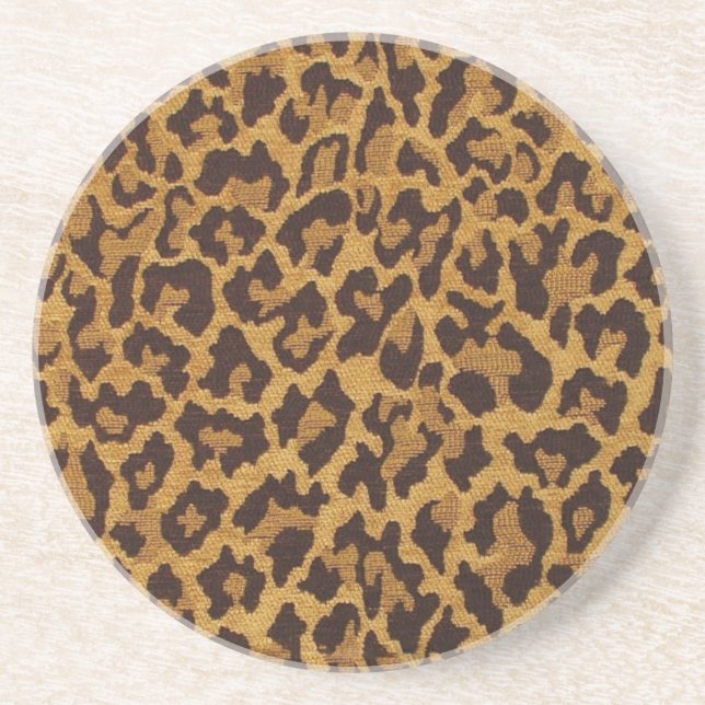 RAB Rockabilly Leopard Print Brown Gold Drink Coaster (Front)