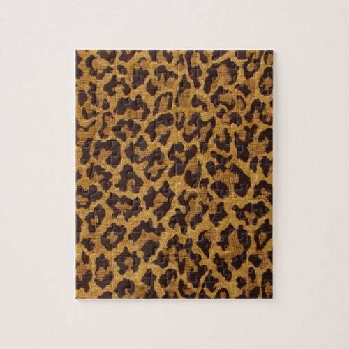 RAB Rockabilly Leopard Print Brown Gold Jigsaw Puzzle