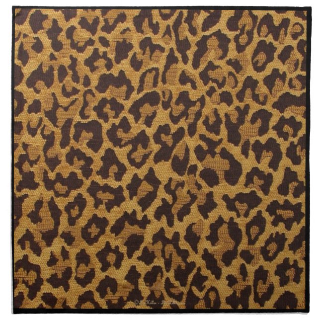 RAB Rockabilly Leopard Print Brown Gold Napkin (Front)