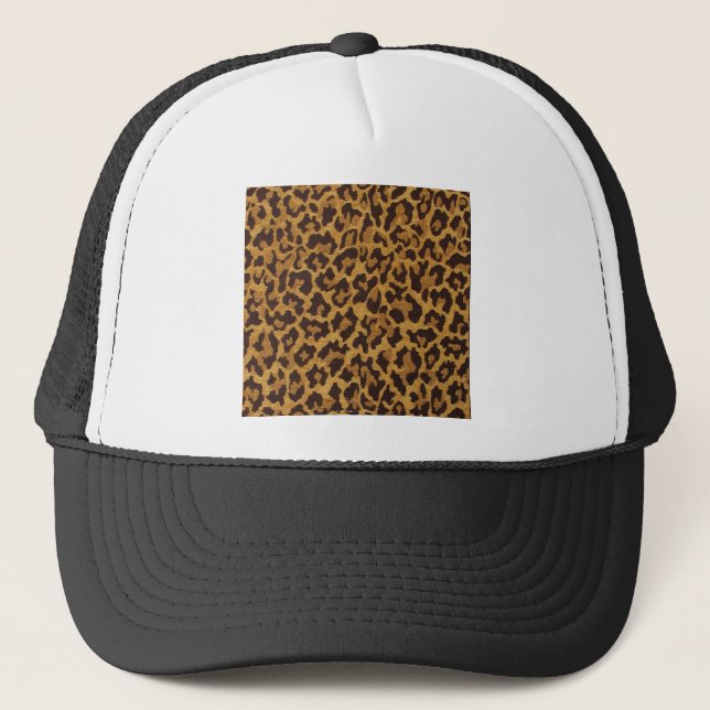 RAB Rockabilly Leopard Print Brown Gold Trucker Hat (Front)